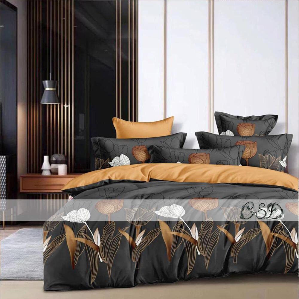 KFB Glace Cotton 120TC Bedsheet for Double Bed with 2 Pillow Covers (86X100 Inches_KFB 18)