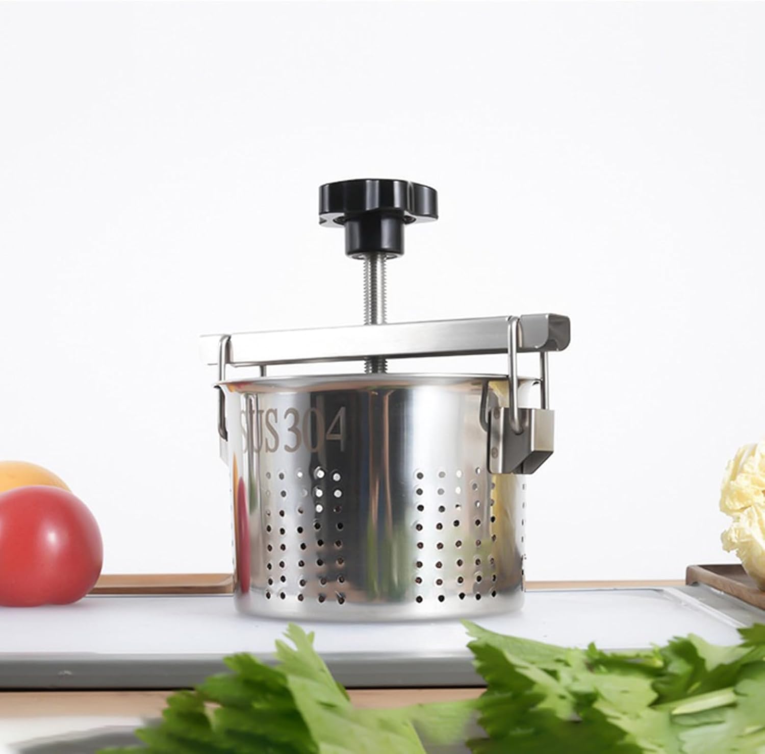 ステンレス鋼フードストレーナー野菜のための効率的な排水dump子dumpling人間工学に基づいたグリップと人間工学に基づいた野菜抽