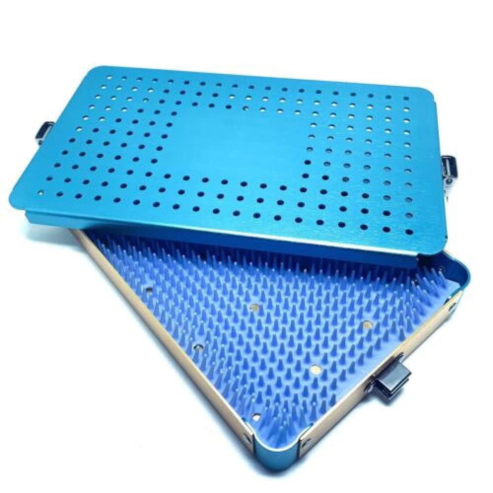 Caja de bandeja de esterilización de instrumentos quirúrgicos con estera de silicona, cesta ultrasónica de esterilización de desinfección de aluminio