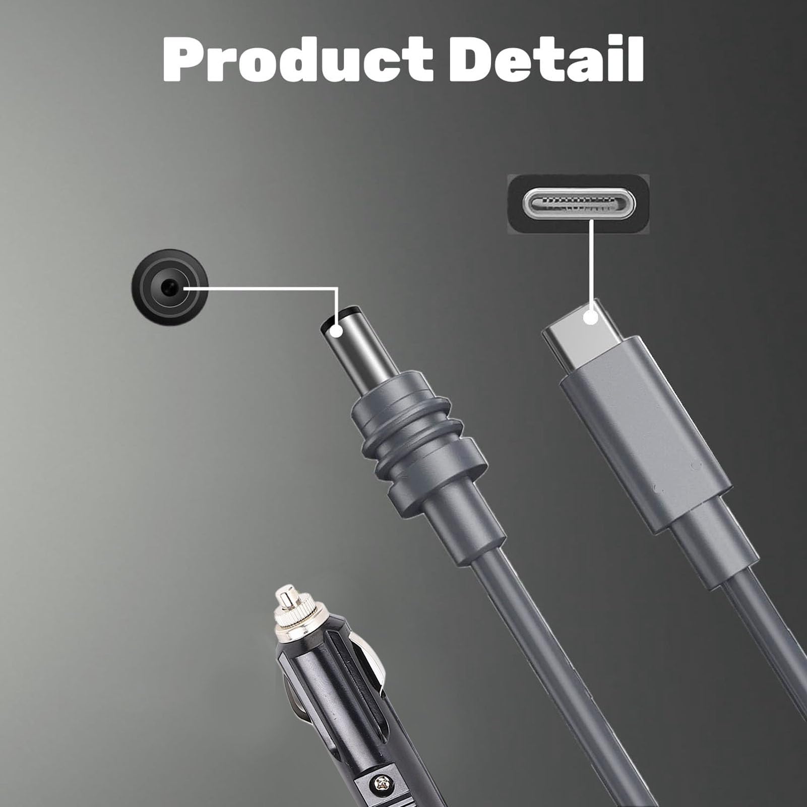 do Kabla Zasilającego Mini DC do Samochodowego Kabla Papierosowego USB Typu C 98,4 Stopy, Satelitarny Przewód ładujący z Wejścia DC Męskiego do Typu C do Min