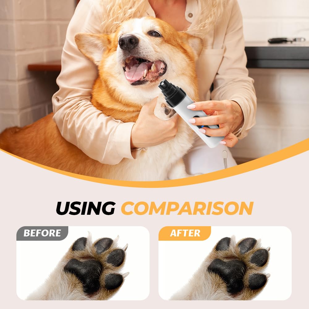 Silent Groom Pro - Molinillo de uñas para perros, molinillo de uñas Silent Groom Pro para mascotas, recargable con carga USB, silencioso, herramienta de alisado de patas de mascotas (2 juegos)