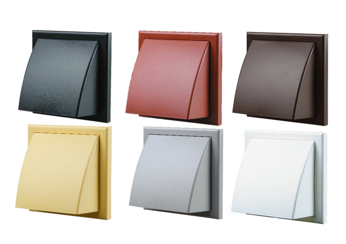 4" 5" 6" Cowl Wall Mounted Outlet + Shutter Bathroom Kitchen Shower Grille (6" 150mm, White)