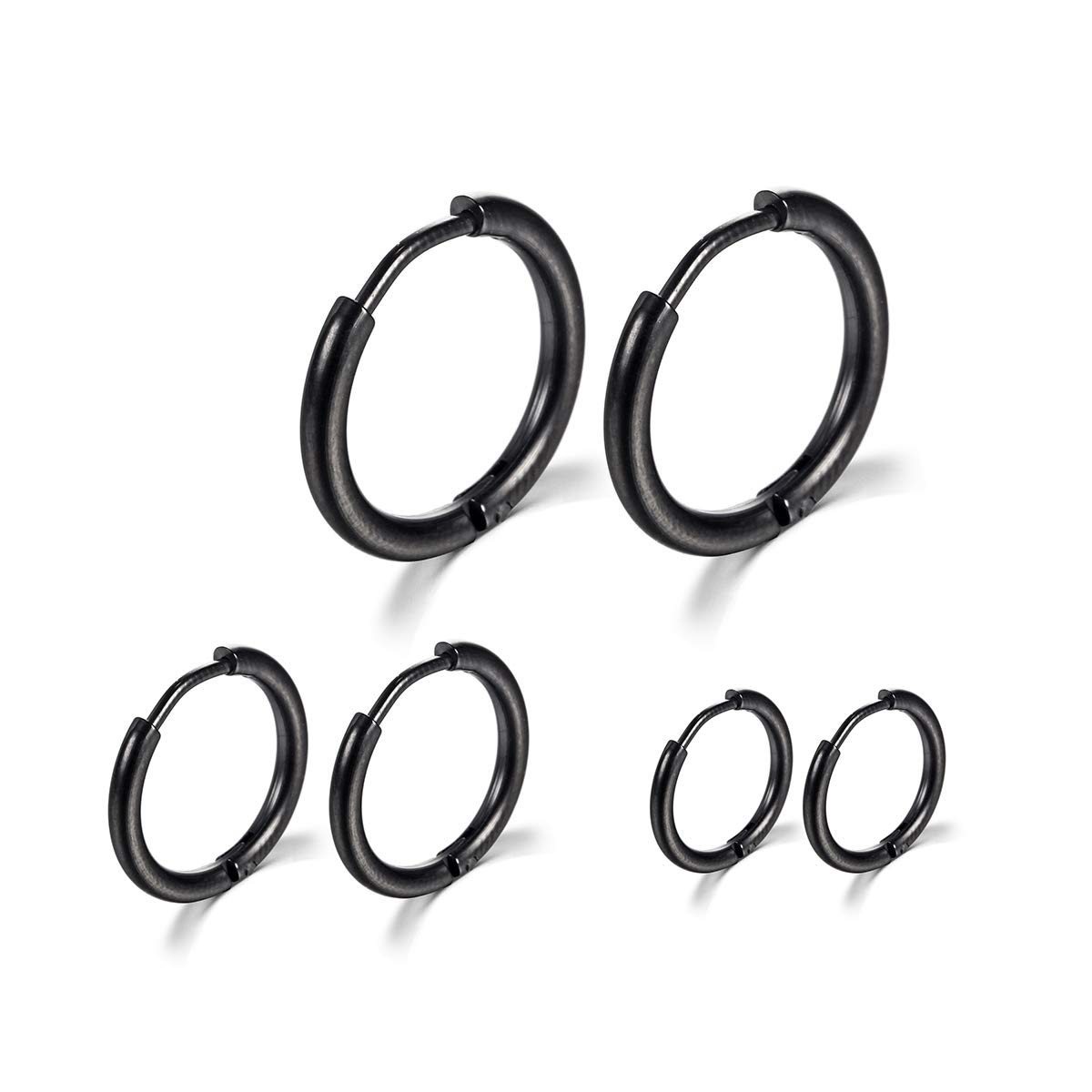 VishocaSurgical Stainless Steel Hoop Earrings 8mm/10mm/12mm Small Huggie Hoop Earrings for Women and Men
