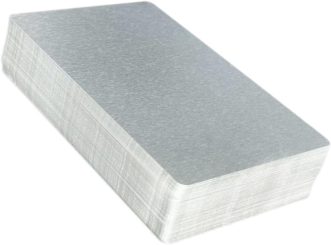 SkyCabin 100PCS Laser Engraved Metal Business Cards - 0.21mm Silver Aluminum Blank Name Cards Personalized for Luxury Corporate Gifts, VIP Events & Office Branding