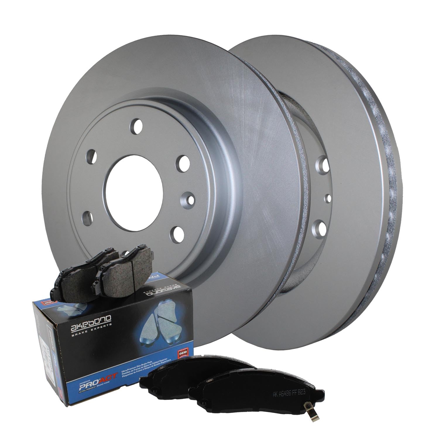 Bison Performance Coated 325mm Disc Rotors and Akebono ProACT Ceramic Pad Set with Hardware and Acoustic Sensors Front Brake Kit For Buick Enclave