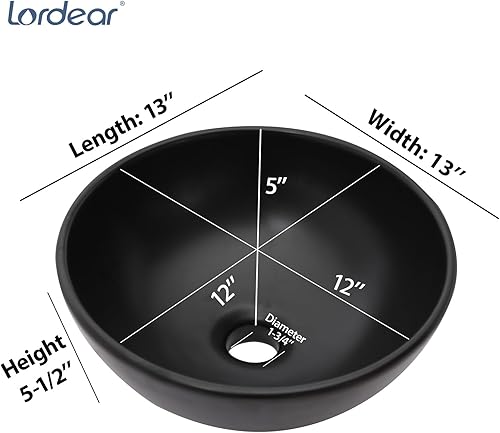 Miniatura 6 de Lordear - Fregadero ovalado de 16 x 13 pulgadas, forma de huevo moderna, sobre encimera, porcelana blanca, cerámica, lavabo artístico