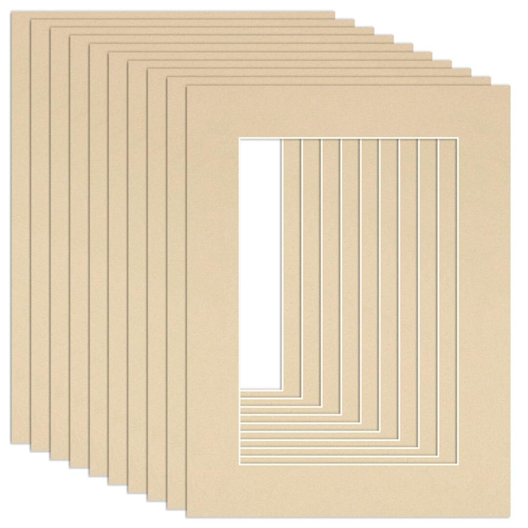 Procut Global 24x18" Ivory Picture Mounts to Fit 18x12" Aperture - Precision Cut Cardboard Photo Mount - Ideal for Frames, Prints, Artwork & Certificates - Sizes & Colours Available - 10 Pack