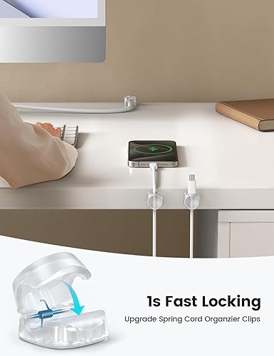 Miniatura 3 de Paquete de 6 organizadores de cables, accesorios de escritorio de oficina, clips transparentes para organización de cables de Lamicall para el