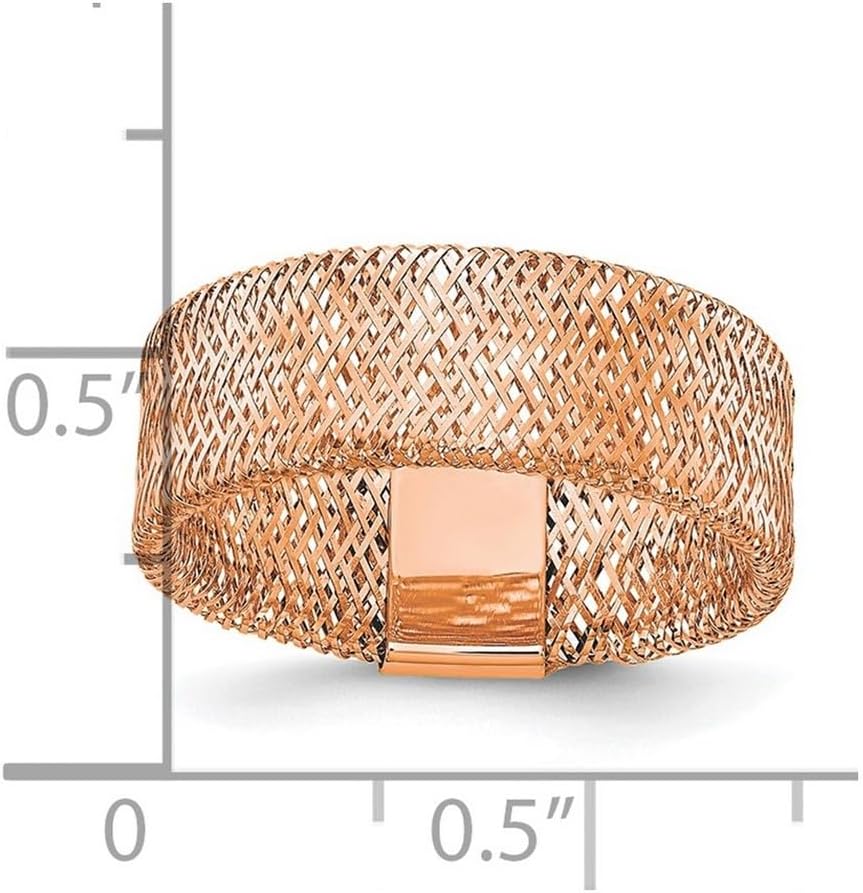 JewelryWeb 7.5mm 14k With Rose Gold Plating Polished Textured Stretch Ring Ring for Women - Image 2