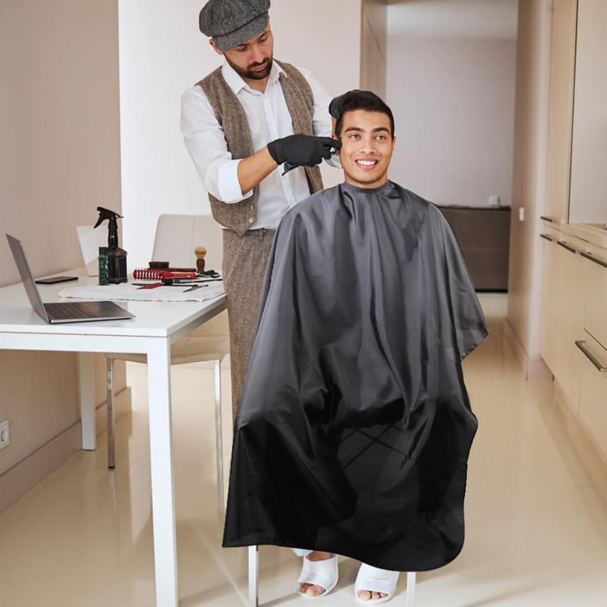 MAKSTILE Professional Hair Cutting Cape for Salons & Home Use | Waterproof & Adjustable Barber Cape | Durable Hairdresser Cape for Styling, Cutting & Coloring | Size: 42x56 Inches | Pack of 1 1