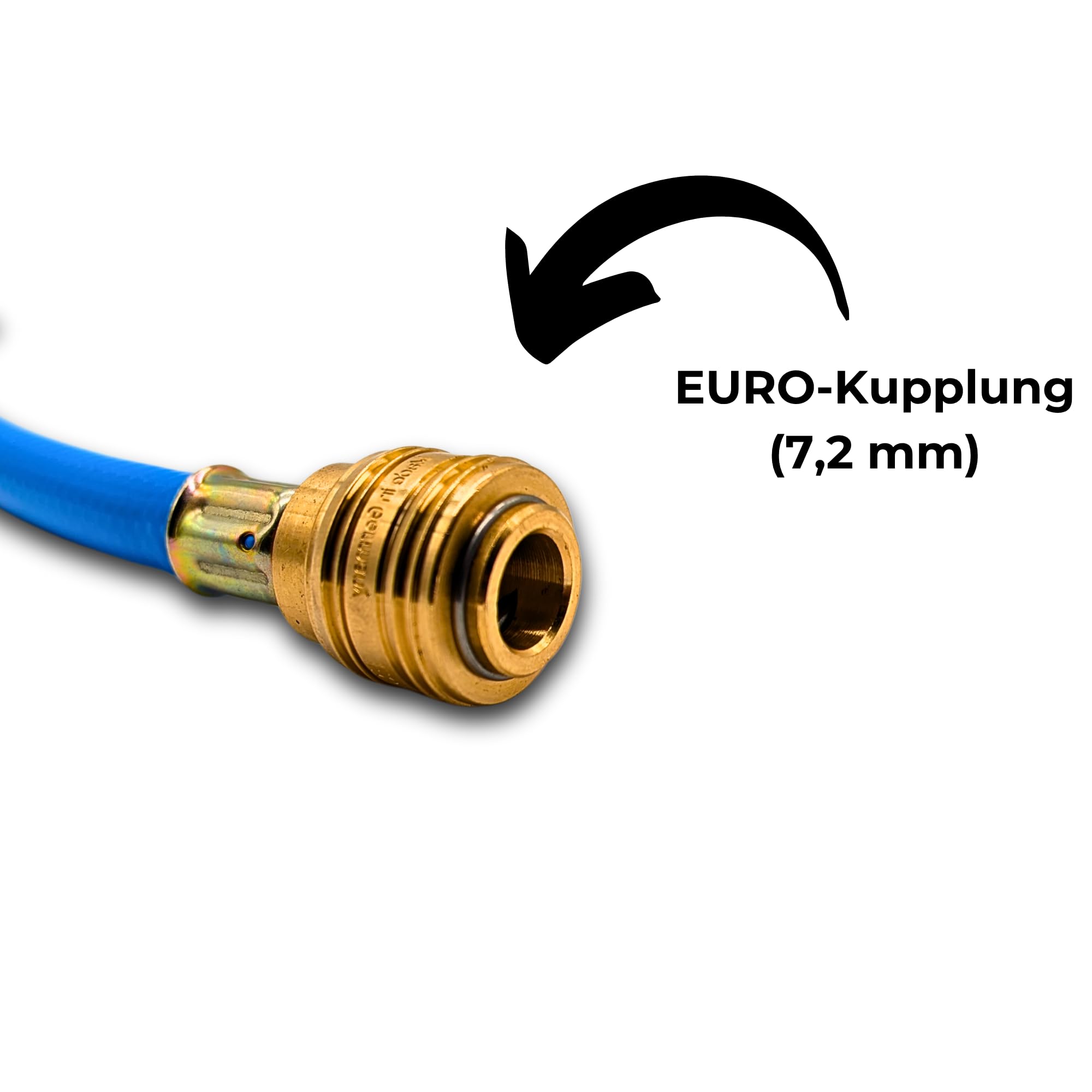GRUBENSTAHL LKW Füllschlauch 500mm - Druckluft Adapter NW 7,2 Für Prüfanschluss | 18 Bar, Messinganschlüsse