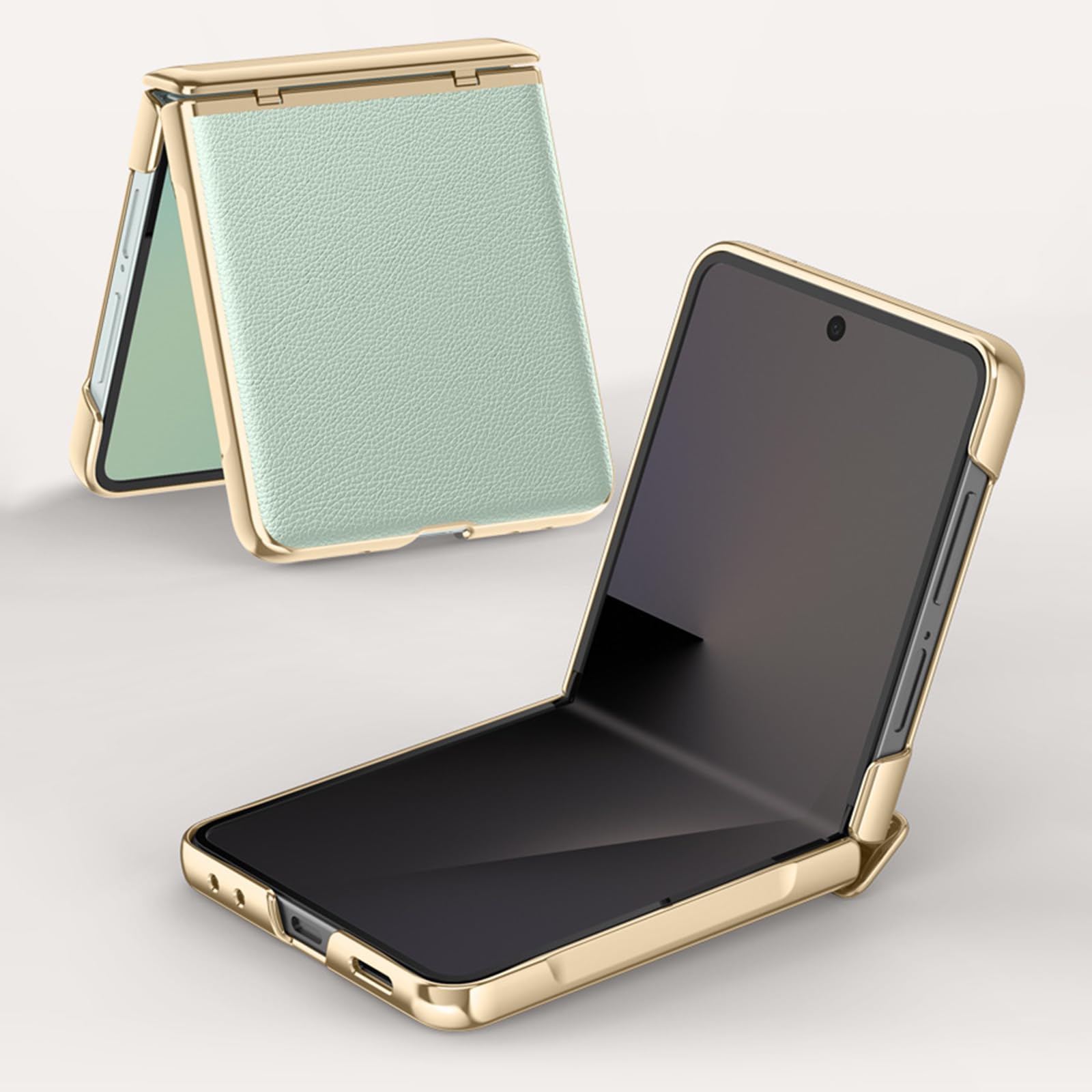 Sottile Custodia per Samsung Galaxy Z Flip 8, Lusso Placcatura Pelle Cover
