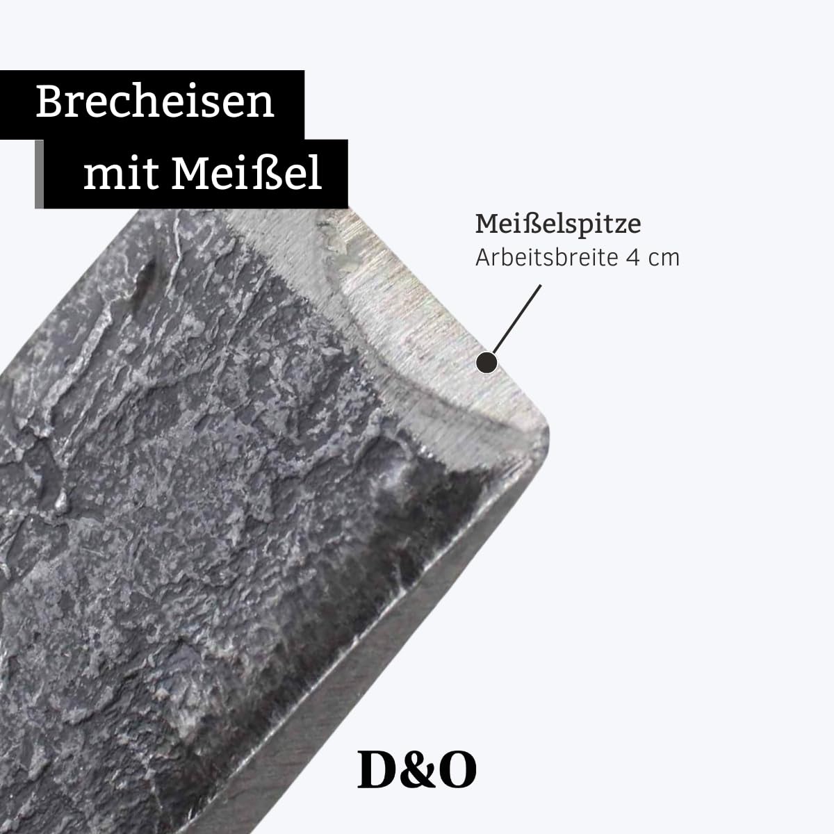 D&O - Brecheisen aus Stahl mit Meißel und Kugelkopf, 55 cm Brechstange | Hebelwerkzeug aus geschmiedetem Stahl - Ideal als Kuhfuß für Bauarbeiten - 550 mm Länge mit Meißelspitze