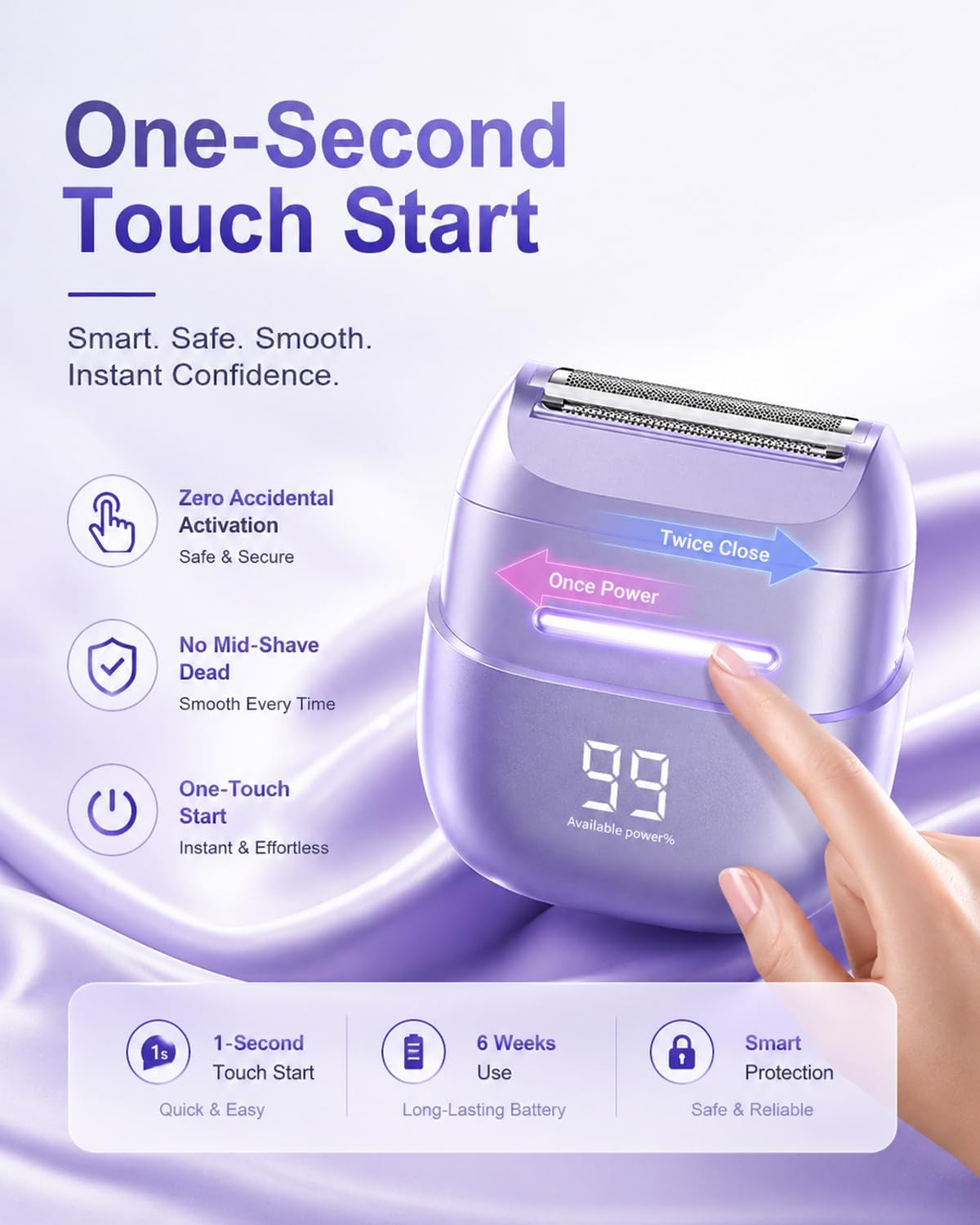 Bikini Trimmer for Women - Painless 3-in-1 Cordless Shaver & Pubic Hair Groomer, IPX7 Waterproof, USB Rechargeable, Compact, Portable & Gentle Body Hair Remover for Smooth Skin