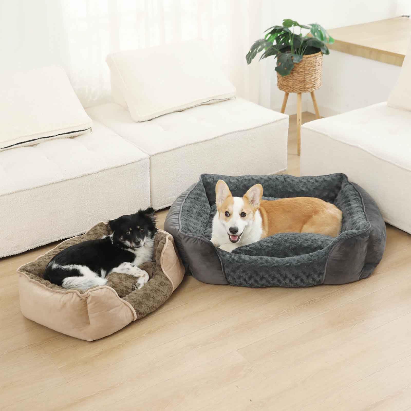Cuccia per Cani Lavabile da Interno per Cuccioli, Grande, Accogliente, materassino per Animali Domestici, soffice e Rettangolare con Fondo, Grigio.