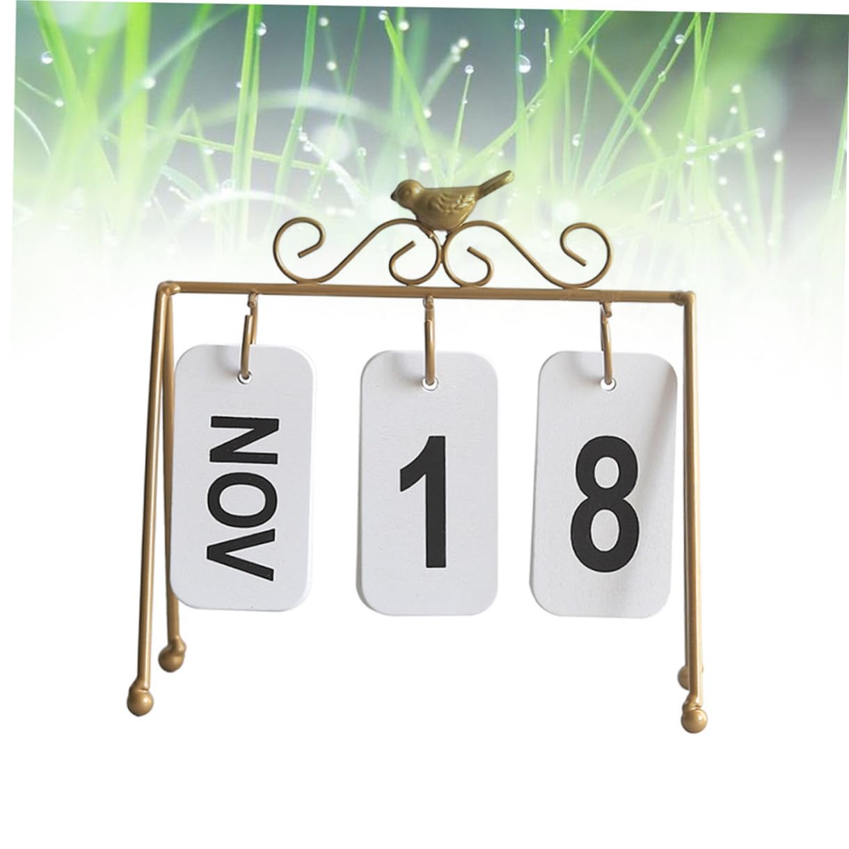 Ciieeo 2 Pezzi Robusto Calendario Da Tavolo in Ferro Calendario Perpetuo Decorativo Decorazione Ufficio Casa Calendario Artigianale in Ferro Accessorio Dorato