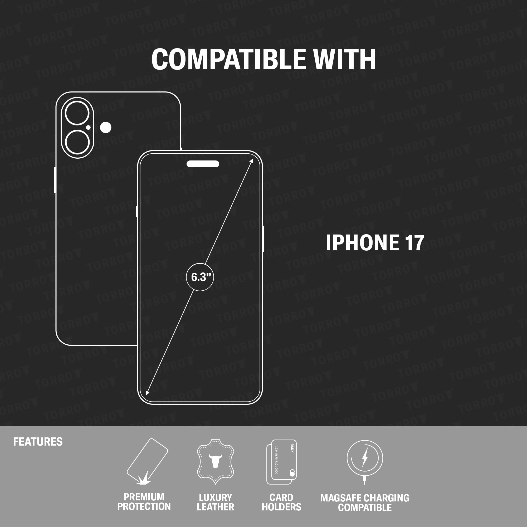 TORRO Coque à Rabat Compatible avec iPhone 17 6.3”, Noir