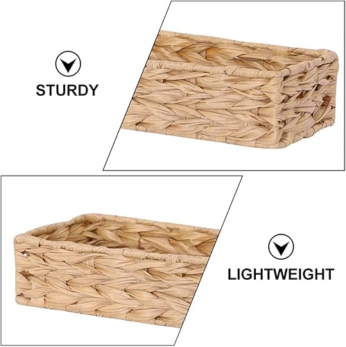 Miniatura 8 de Healeved Cestas para organizar el baño, cesta de almacenamiento de pastos marinos, cesta rectangular de mimbre para organizar revistas, cesta de