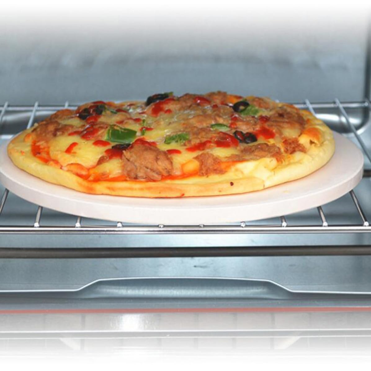 INOOMP Weißer Cordierit Pizzastein für Ofen und Grill mit Hoher Hitzebeständigkeit und Wasseraufnahme Backzubehör für Knusprige Pizza und Brot