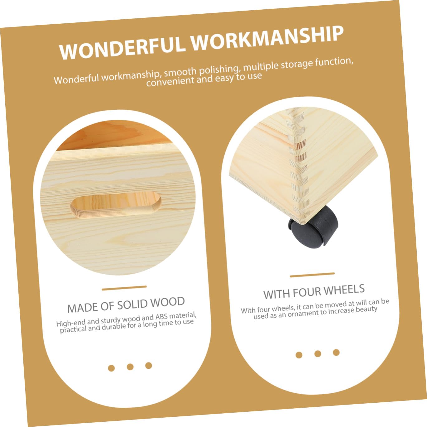 OSALADI Caja de Almacenamiento de Madera Ruedas Hogar | Gran Capacidad, Estructura Abs, Uso Portátil, Acabado Decorativo y Práctico para Organización Diaria