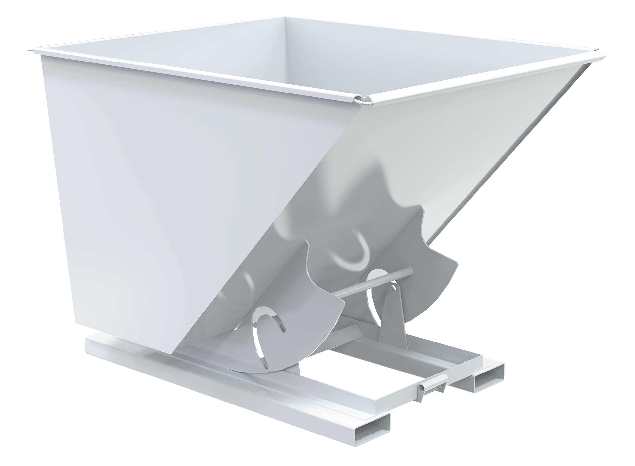 Vestil D-200-HD-NB-WHT Steel Heavy Duty No Bump & Dump Hopper 2 Cubic Yard 6000 Lb. Capacity White