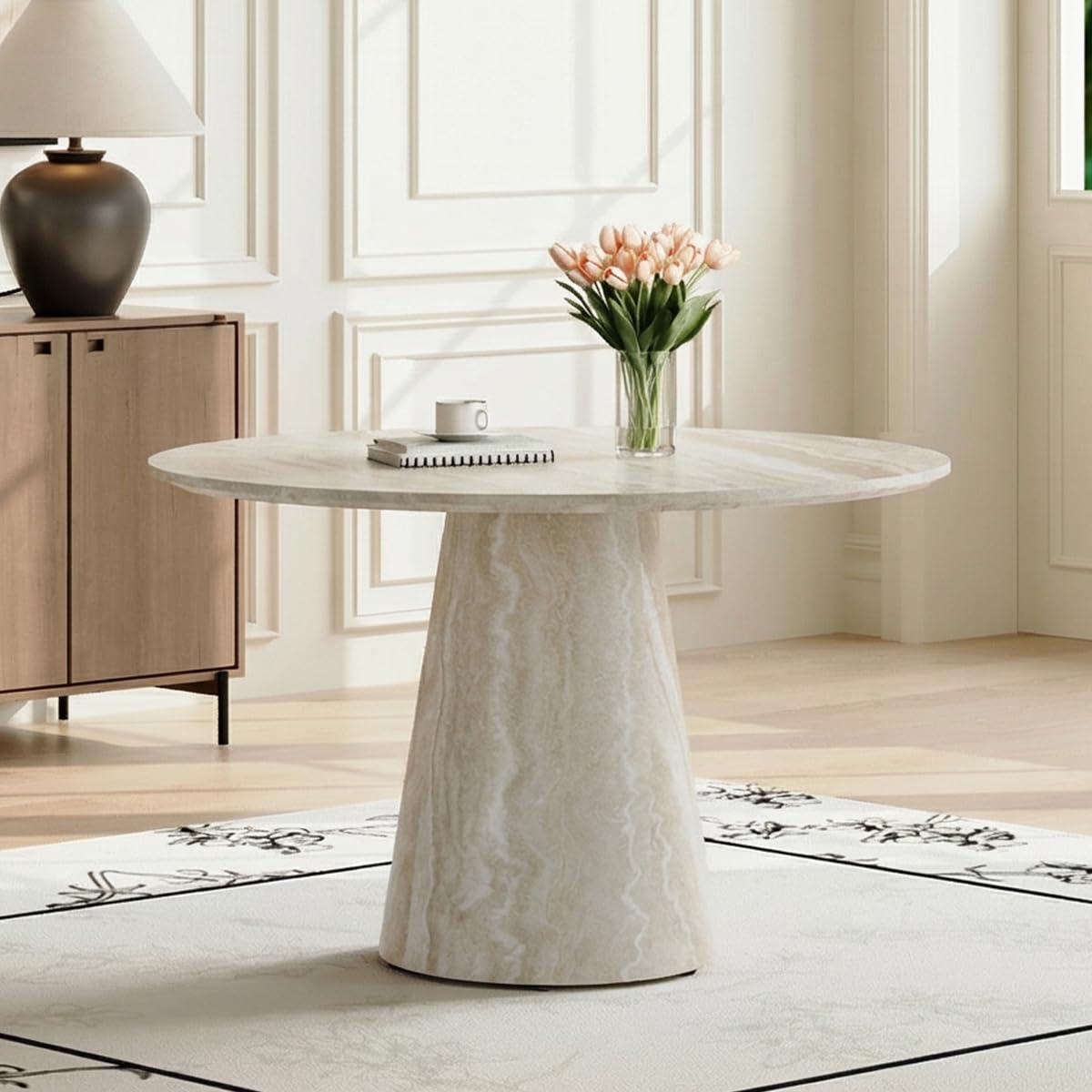 CRIPNAS Faux Marble Round Dining Table