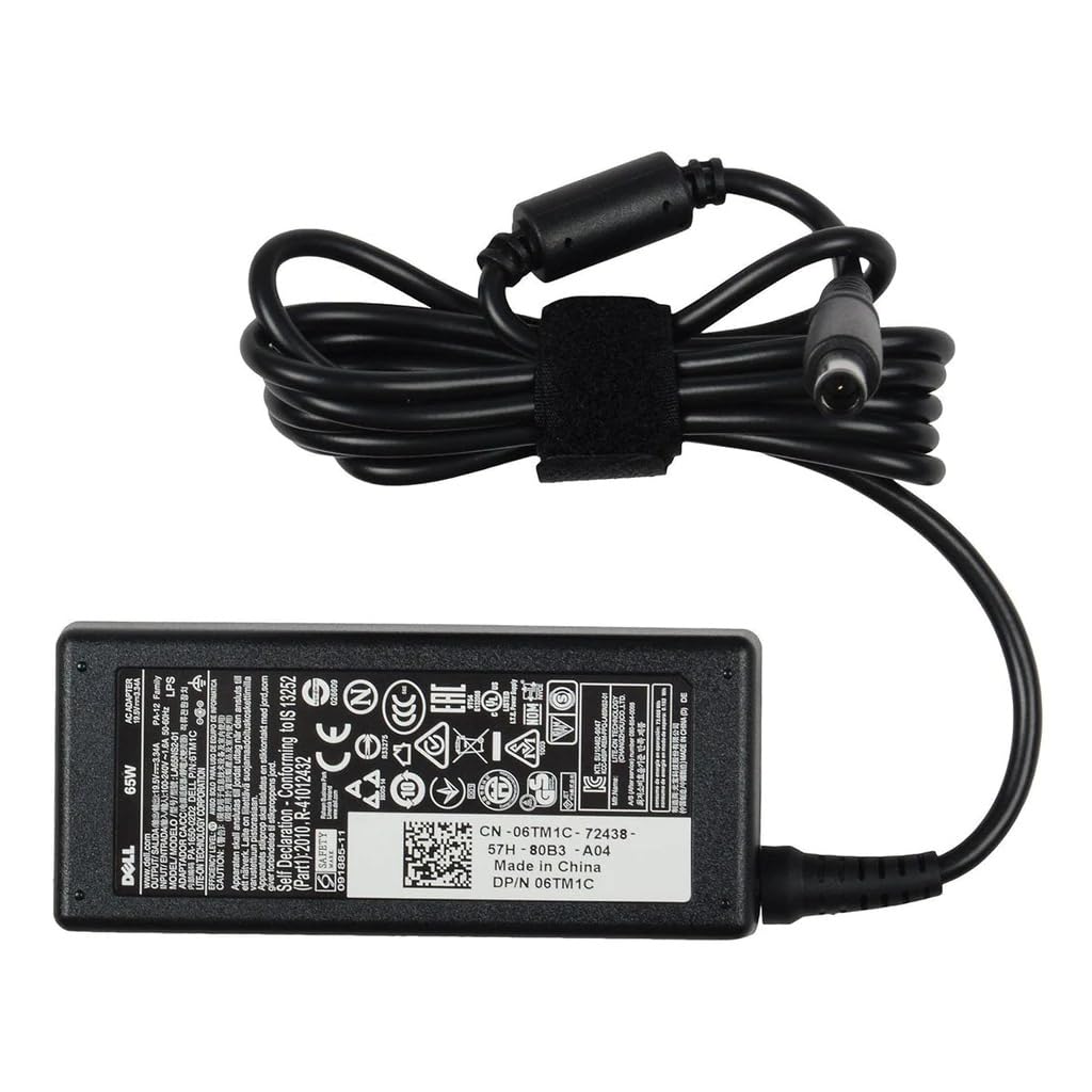 Dell Original 65W Laptop Adapter-Black, Big Pin 7.4 MM, 19.5V 3.34A, Warranty 1 Year(Part Code: 6TM1C, H374X, G4X7T, TG2MG, FJ4X5, 3VT2F, M8YYM) Without Power Cord — Amazon image 2
