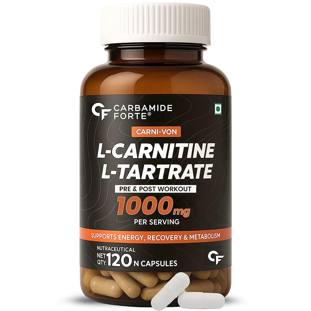 Carbamide Forte L carnitine Tablets For Men & Women | L-Carnitine Supplement To Support Energy, Recovery & Metobolism | L Carnitine L tartrate 1000mg Helps Convert Fat Into Energy - 120 Capsules