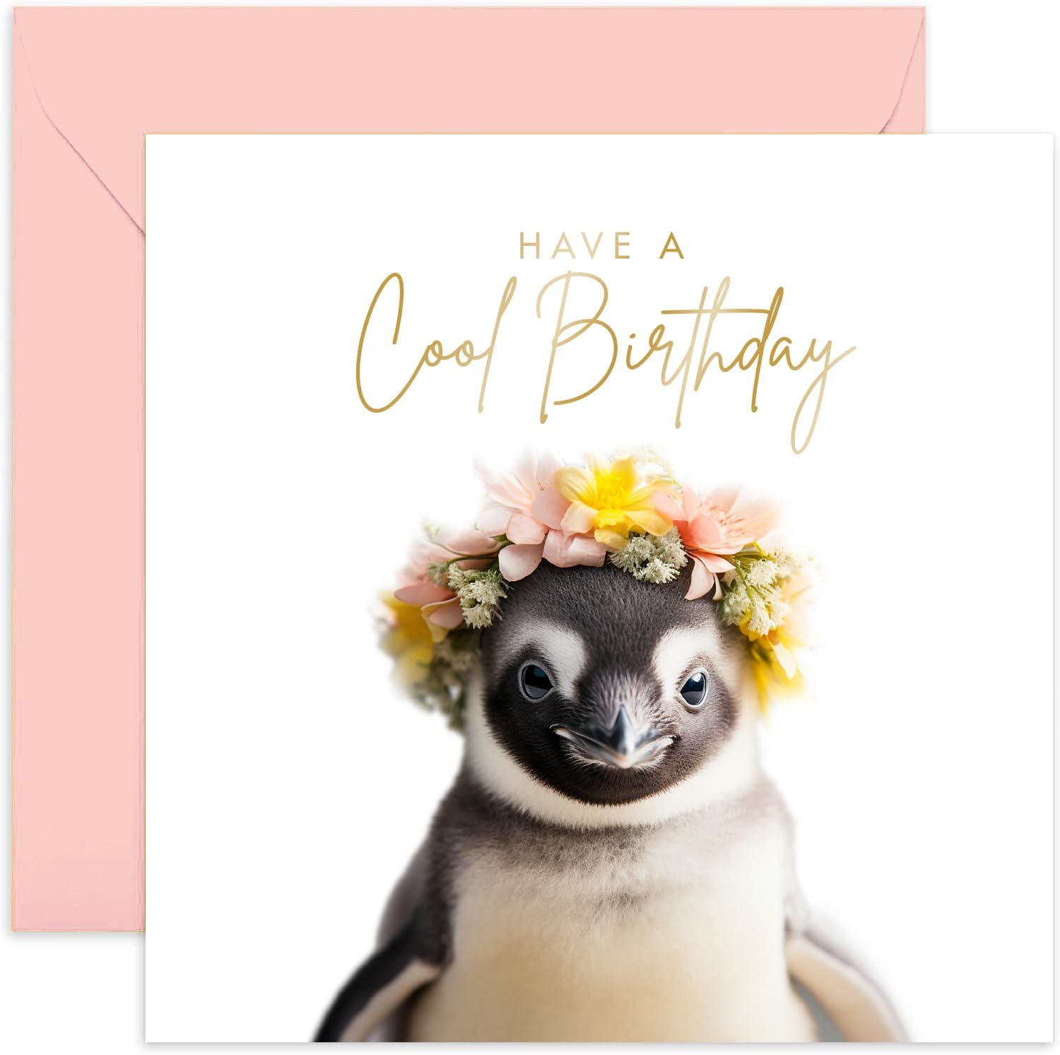 Old English Co. Cute Penguin Birthday Card for Her - Fun Happy Birthday Greeting Card for Women - Cute Animal Birthday Cards for Sister, Mum, Daughter