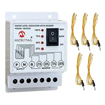 Microtail ABS Water Level Indicator with Alarm on Tank Full with 5 Sensors, Single Phase 230V AC