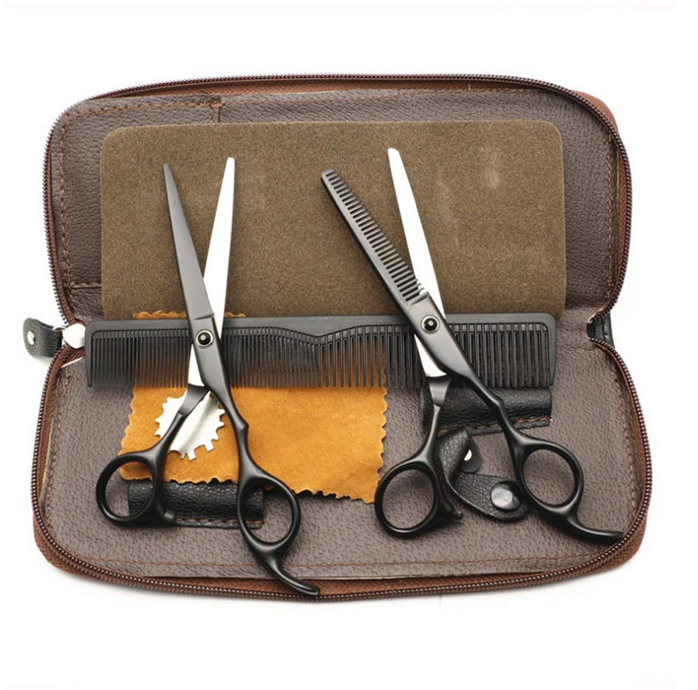 Ciseaux Coiffure Ciseaux de coiffure Kit ciseaux de coiffure coupe ciseaux et coupe ciseaux Matériel coiffure 6 pouces noir