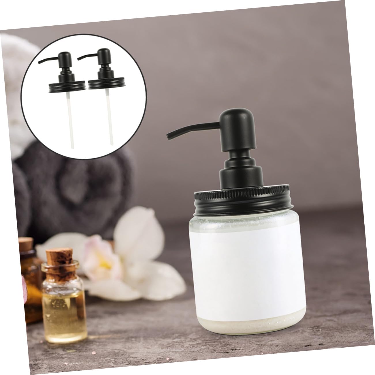 Tapa Dispensadora de Loción de Acero Inoxidable para Frascos de Baño y Cocina, Paquete de 4 Piezas, Diseño Versátil para Encimeras y Uso Diario