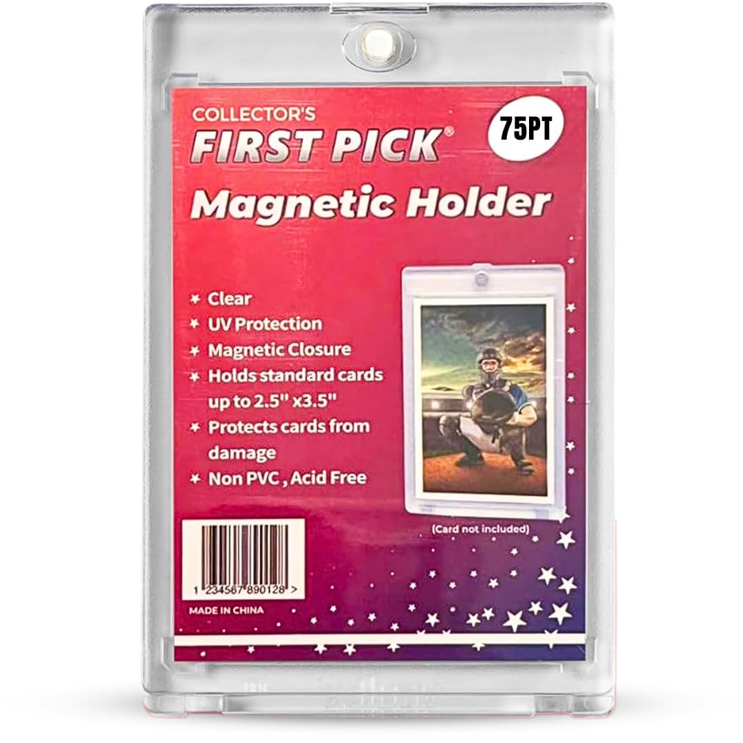 (1 Pack) 75PT Premium One Touch Magnetic Card Holder UV Protection - Ultra Clear - PVC Free - Trading Card Holder Card Protector Magnetic Card Case for Trading Cards Sports Cards Card Holder Case
