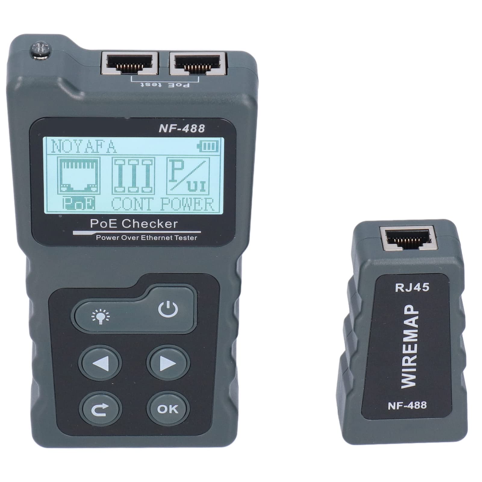 Tester Okablowania Sieciowego NF‑488 LCD Tester POE Ethernet Automatyczna Identyfikacja Tracer Przewodów Ethernet Detektor POE Inline Tester dla Power Over Ethernet