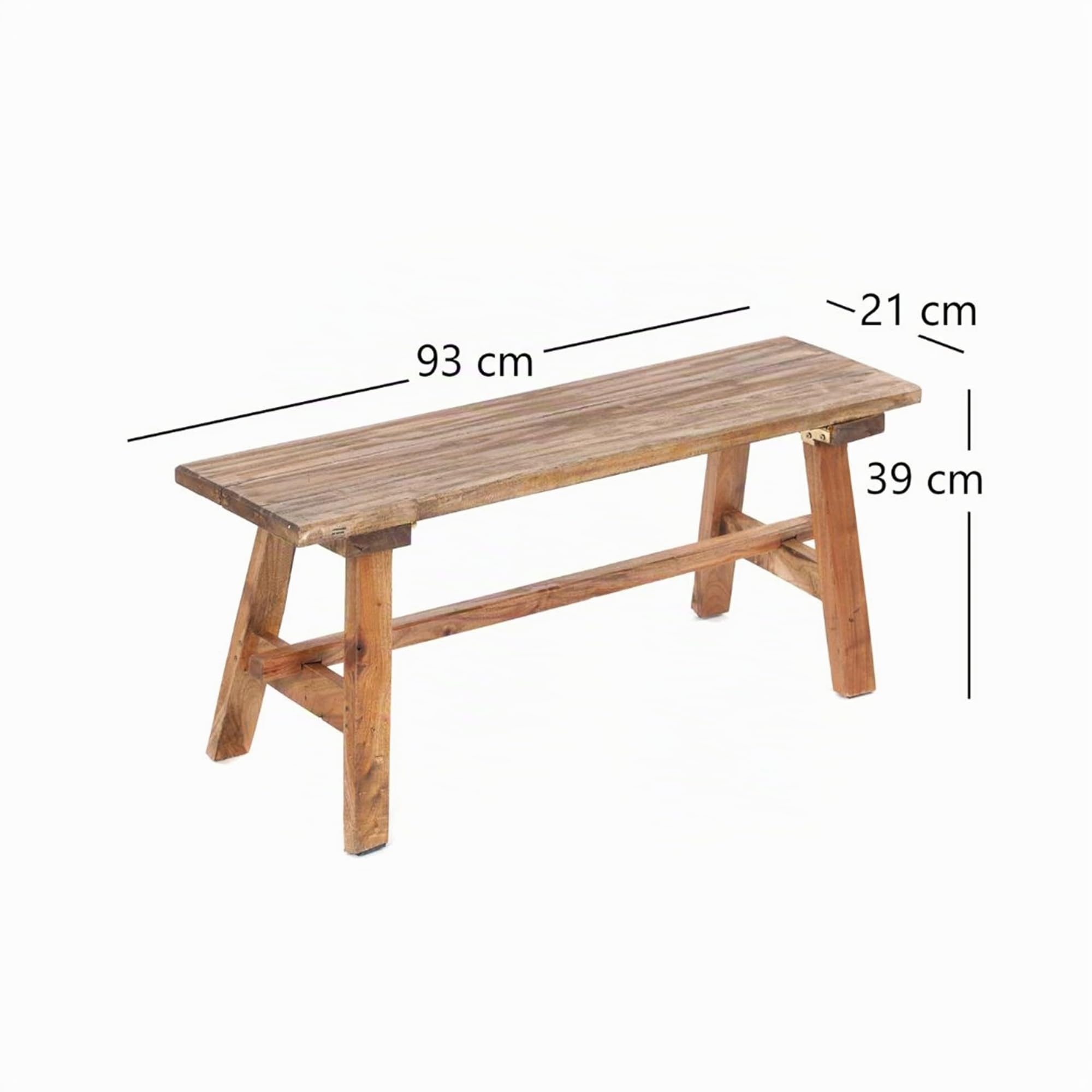 Design Delights - Panca da Cucina in Legno Riciclato, Pieghevole, 90 x 39 x 26 cm (L x A x P), Stile Rustico