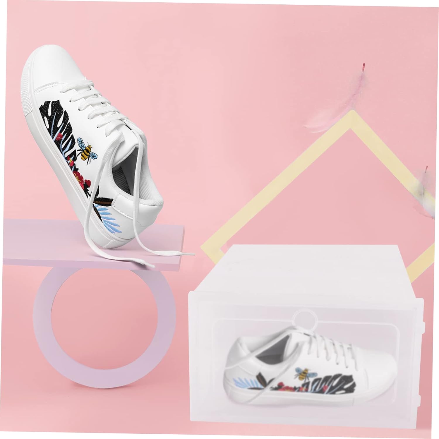 12pcs Thicken Plastic Shoe Boxes Stackable Shoe Storage Organize Sneakers Boots Compact Storage Solution