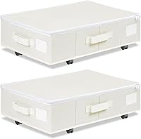 Vista 1 de Under Bed Storage with Wheels, Rolling Under Bed Storage Containers with Label Holders for Clothes, Shoes and Blankets, Underbed Storage Organizer
