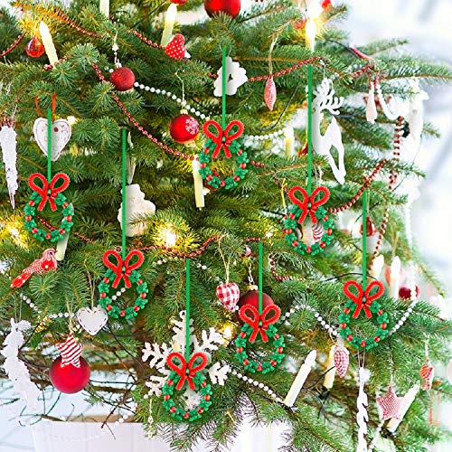 CHRORINE 30 Stück Weihnachts Perlen Ornament Set, Weihnachts Bastelkranz Dreiförmige DIY Perlen zum Aufhängen am Weihnachtsbaum, Weihnachtsparty Dekoration