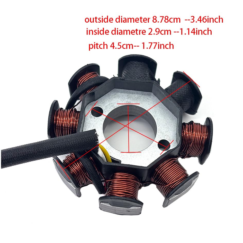 GY6 Magneto Stator Flywheel Rotor Kit,8 Coil Copper Stator for GY6 50cc 139QMB 139QMA Scooter Moped ATV Go-Kart Engine,High Performance Part with Flywheel Puller & Clutch Lock Tool (0° Mounting Hole)