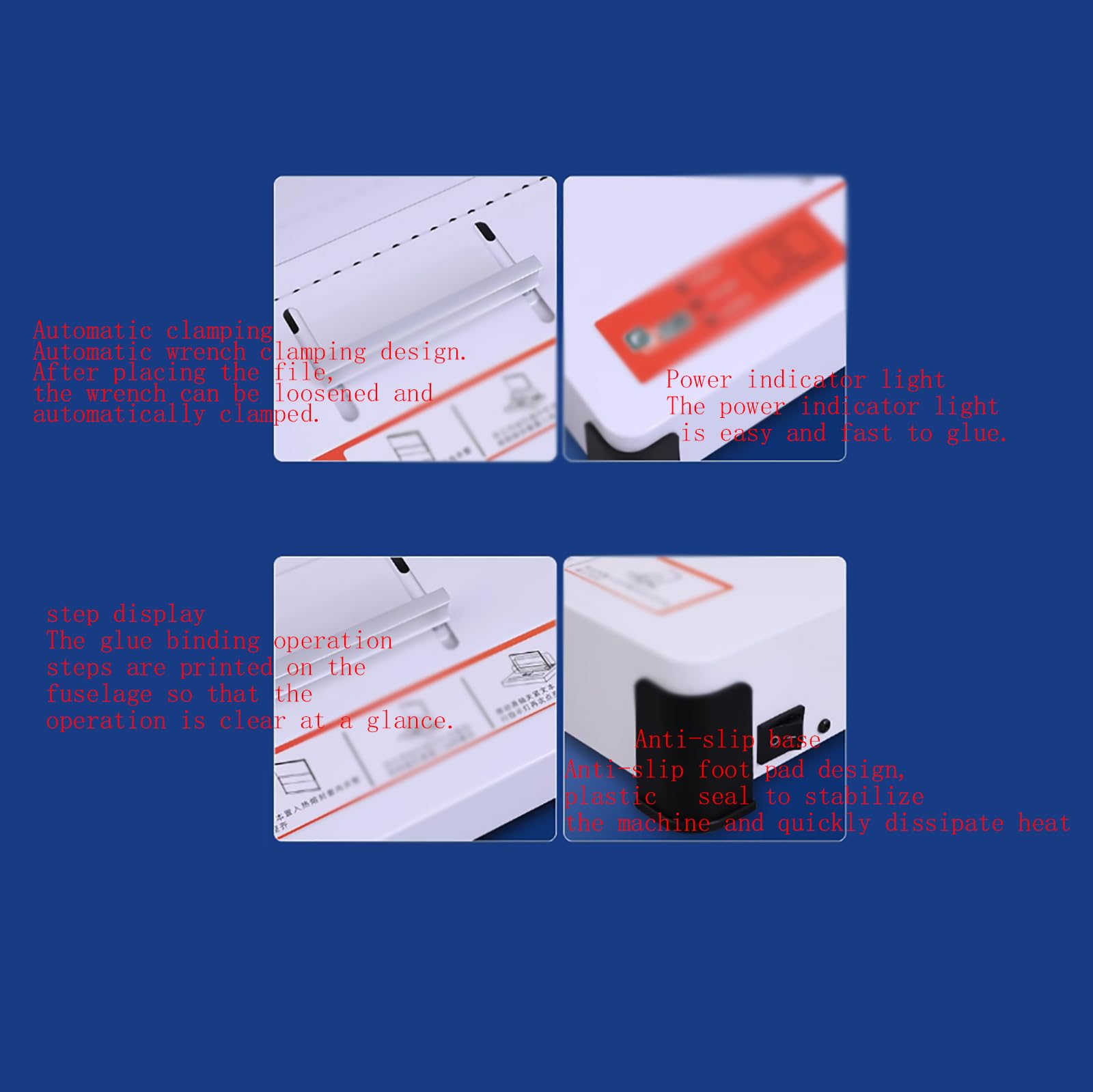 Rilegatrice a caldo con luce LED, capacità 500 fogli, per carta A5/A4/A3, spessore massimo 5 cm, larghezza 31 cm, ideale per uffici e scuole