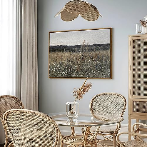 insimsea framed canvas wall art vintage decor landscape wall art meadow with flowers art modern farmhouse decor cottagecore bedroom bathroom office decorations 2434x3634