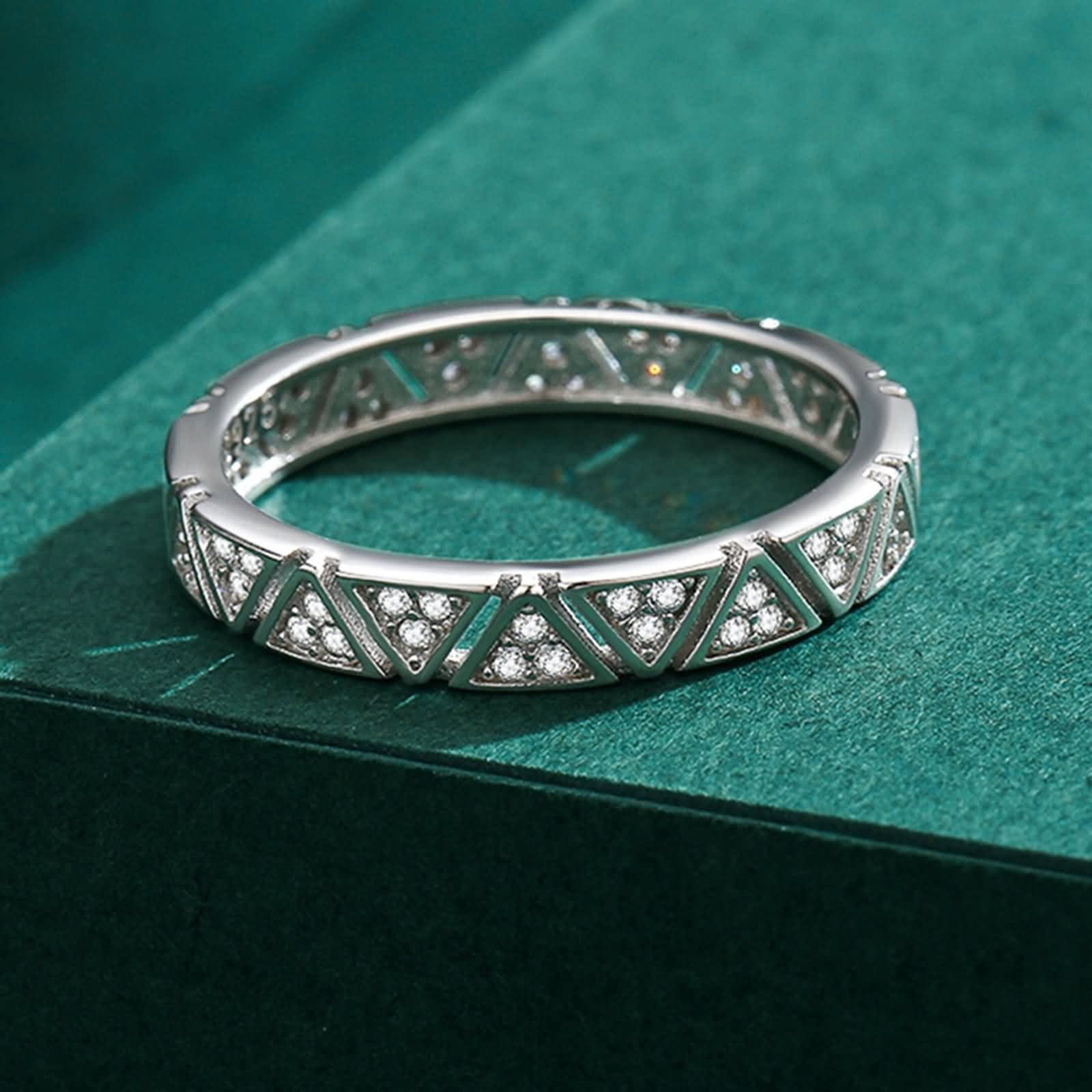 Anello da donna, in argento Sterling con triangolo, con strass e gioielli alla moda per lei, L 1/2, zirconia cubica