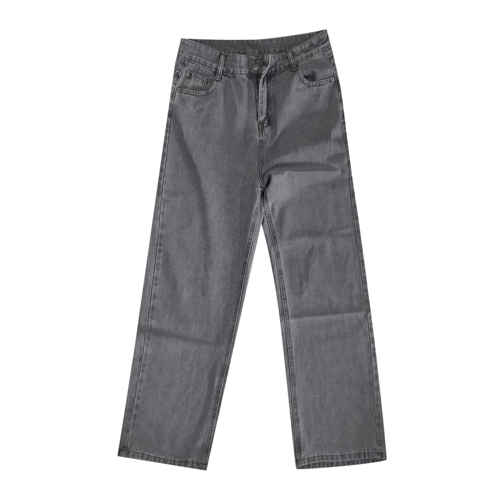 Generisch Wide Leg Jeans da donna dritti elasticizzati, per il tempo libero, a vita alta, eleganti, vintage, Y2K, Streetwear, basic casual, grandi dimensioni, pantaloni da jogging, pantaloni da donna