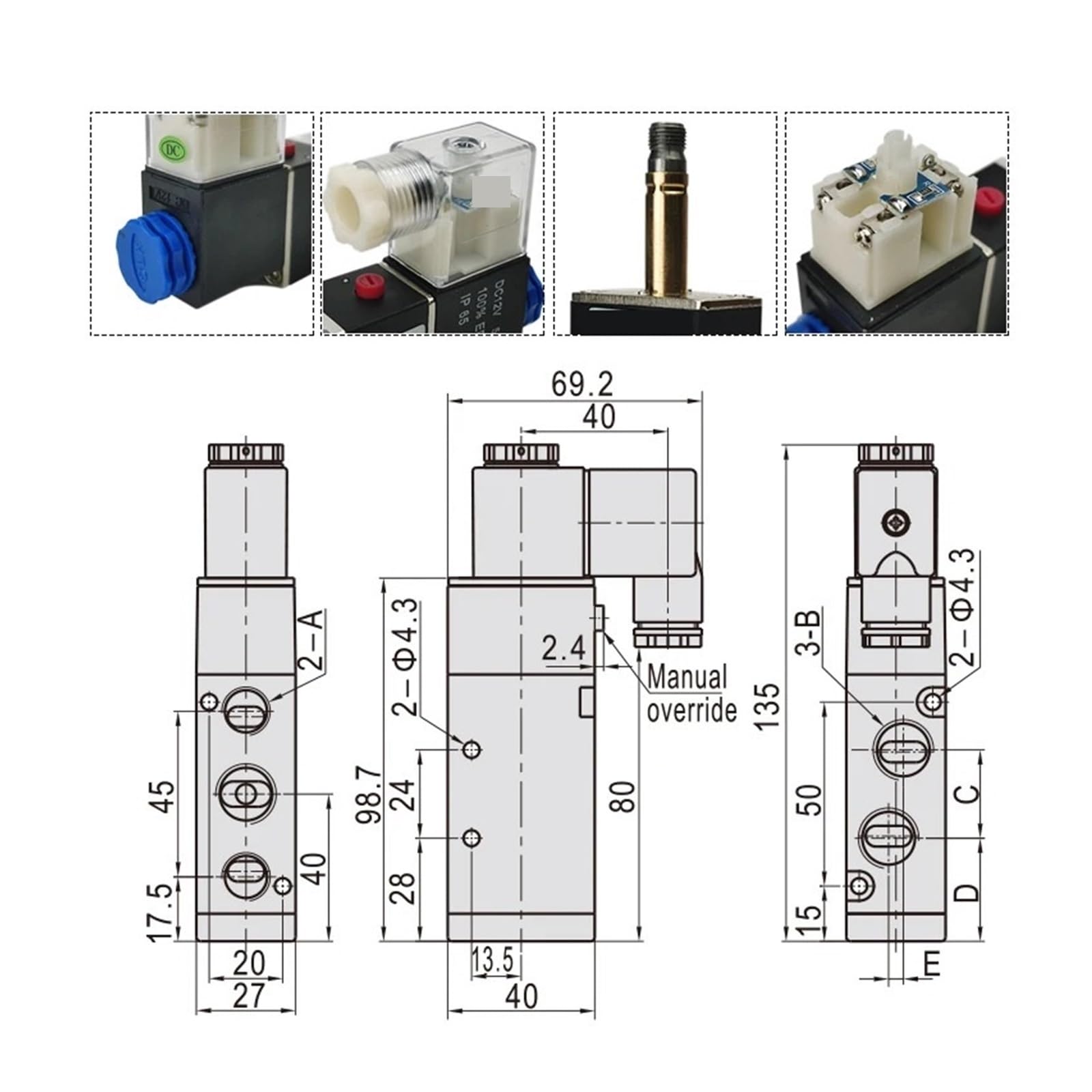 Válvula solenoide eléctrica de plástico, Válvula solenoide neumática 4V310-10 de 5 vías y 2 Posiciones, Control de Aire y Gas, válvula magnética(Ac220v,4mm Fittings)