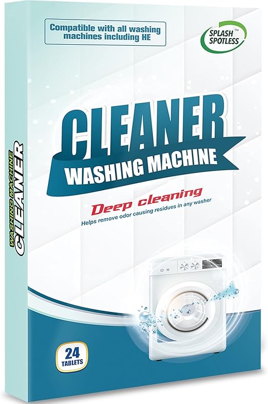 SPLASH SPOTLESS® Washing Machine Cleaner Deep Cleaning for HE Top Load Washers and Front Load, 24 Tablets.