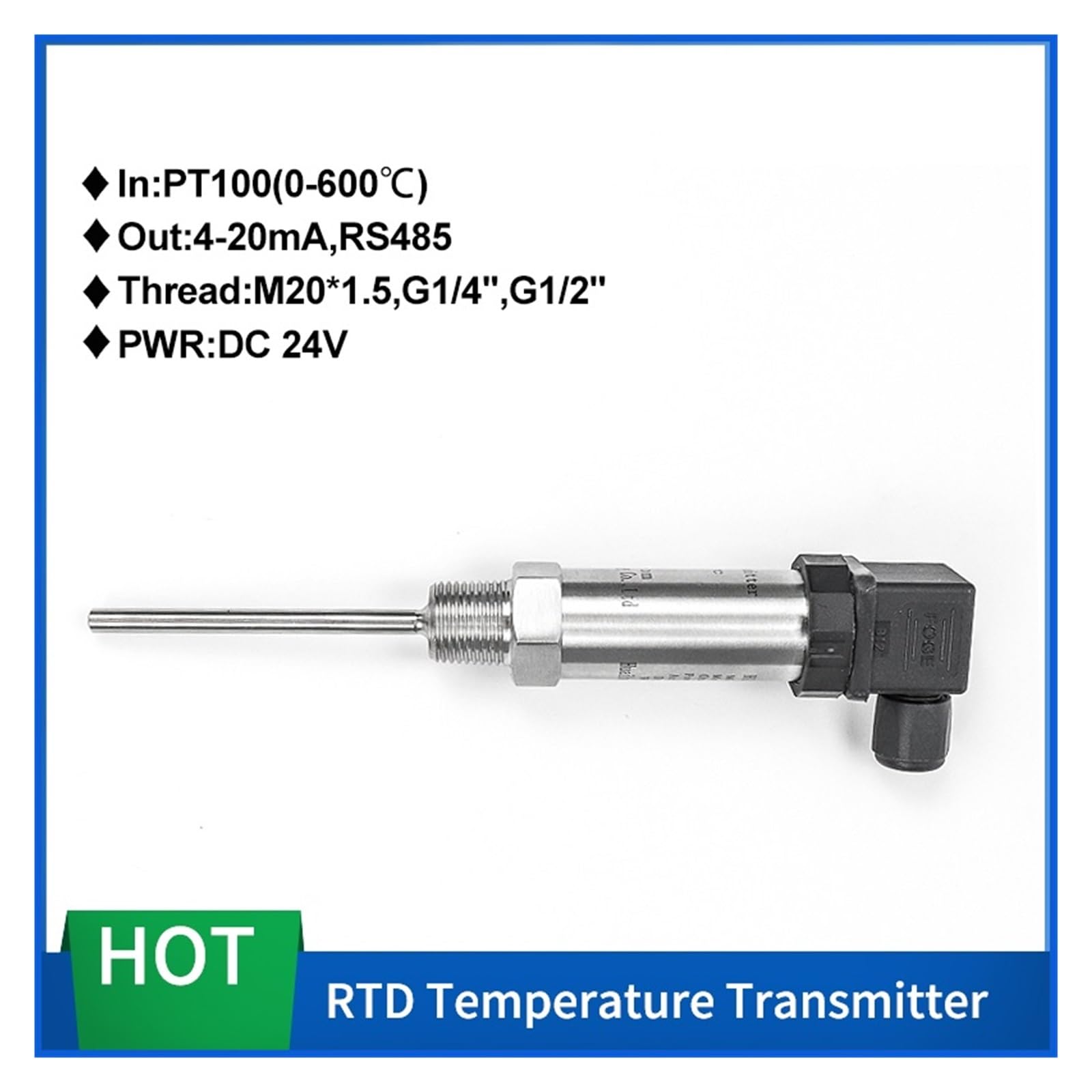 Sensor de Temperatura PT100 de 4-20 mA con Pantalla(0-250 Degree 4-20mA)