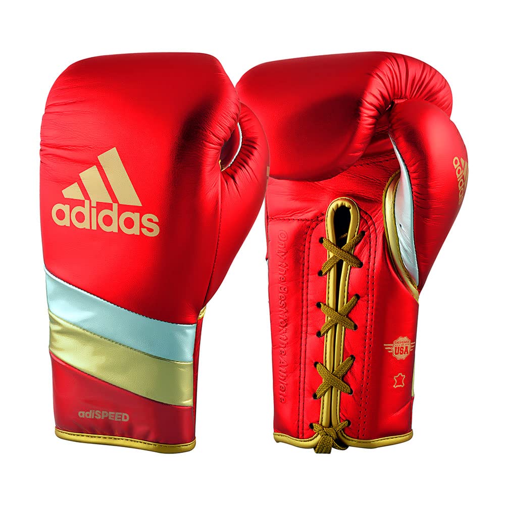 adidas Speed 500 Pro Boxing Gloves – Genuine Leather Training Gloves for Men & Women, Lace-Up Heavy Bag & Kickboxing Gloves