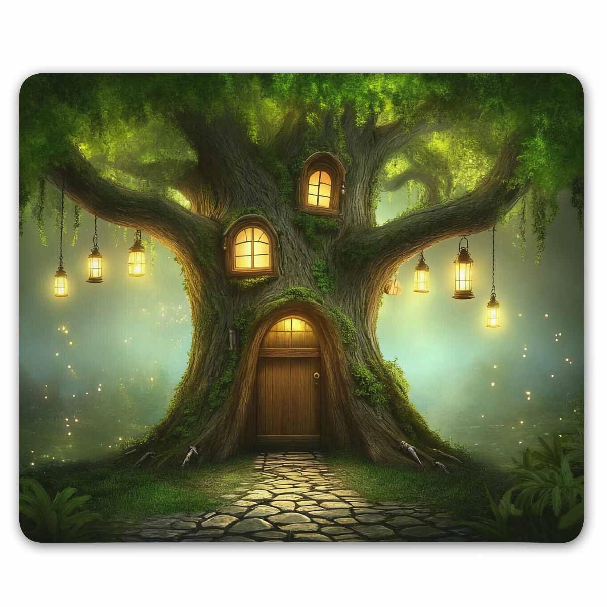 Smooffly Gaming Mouse Pad Custom,Fantasy Tree House Personality Gaming Mouse Pad