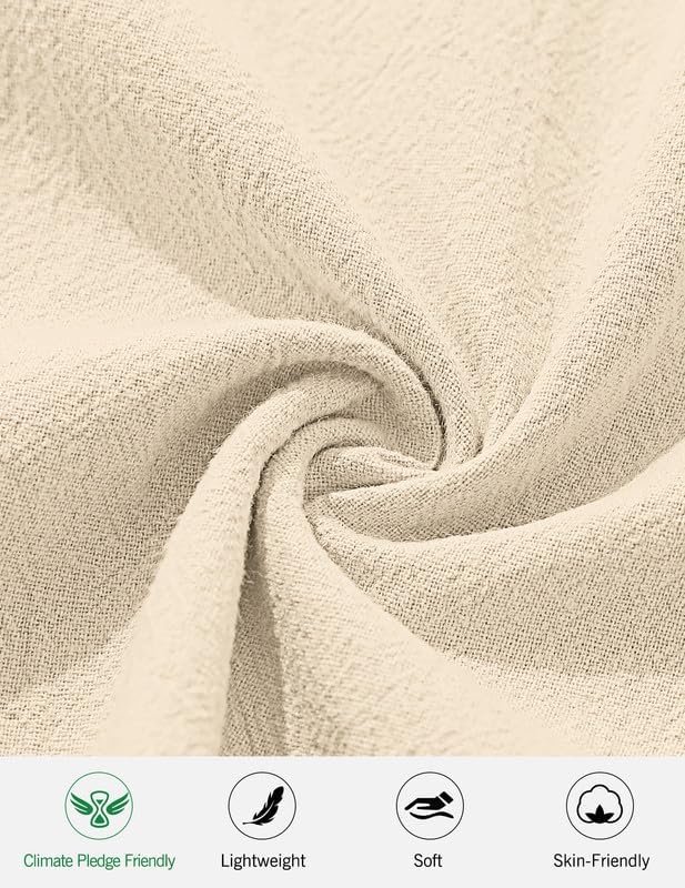 Men's Cotton Linen Shorts 9 inch Drawstring Casual Elastic Waist Summer Beach with Pockets - Image 6