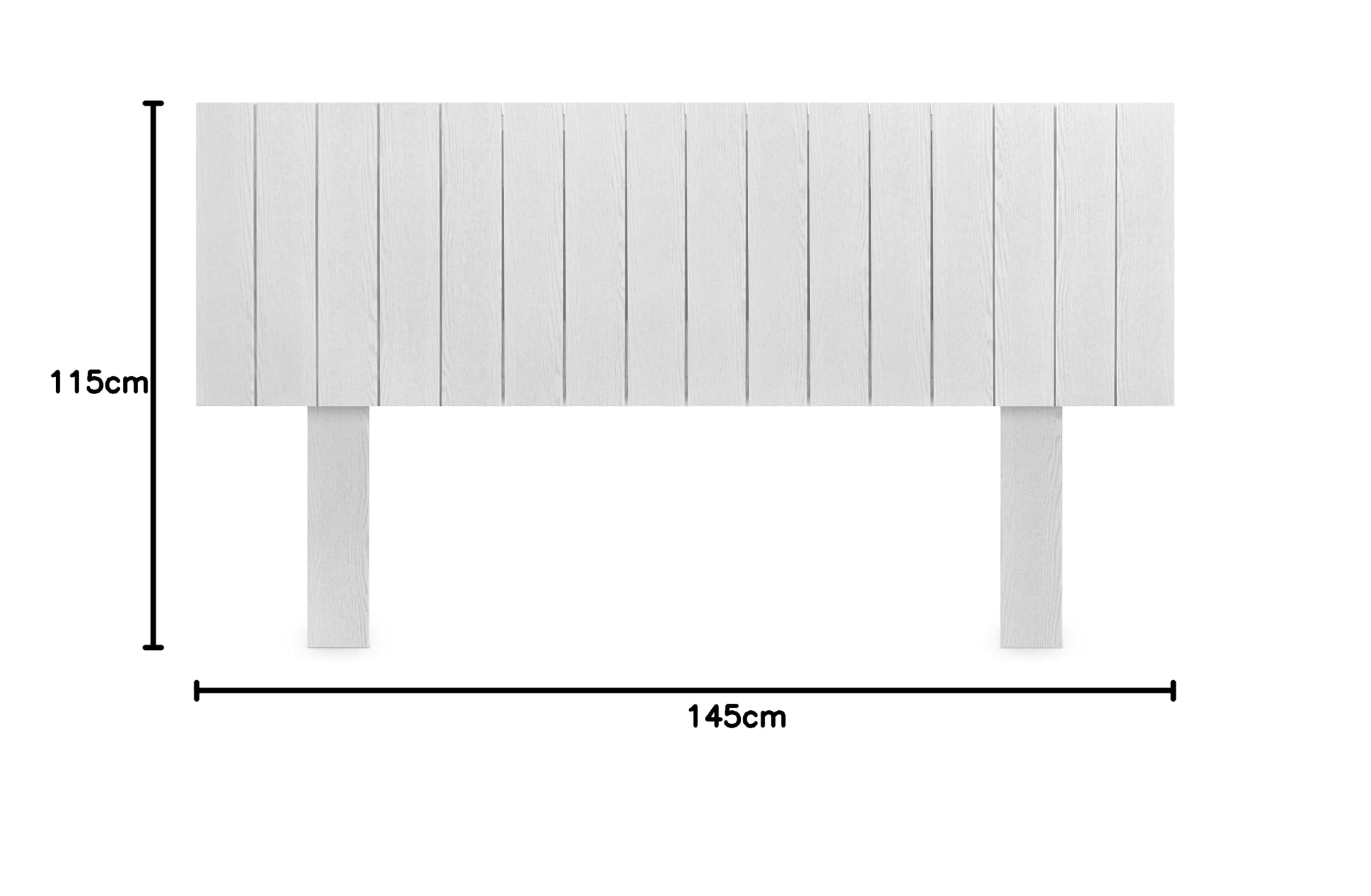 DHOME Tête de lit en Bois recyclé MDF avec Pieds, Style Palette Vertical, lit Palettes, Ferrures incluses (145cm, Bois Blanc)